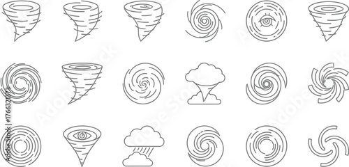 Collection of tornado icons in vector format for design