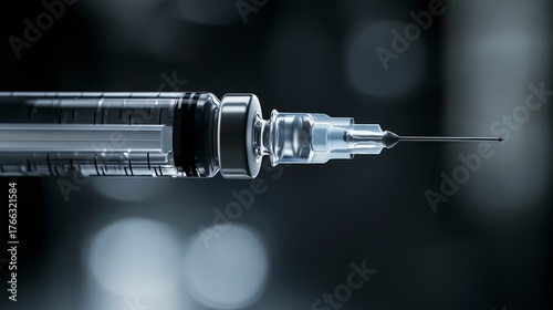 Close-Up of a Syringe Filling with Liquid, Captured in High Detail for Medical and Science Use