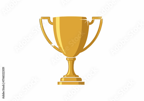 A gleaming golden trophy stands proudly against a pristine white background showcasing victory and achievement in an illustrative and minimalist style symbolic of success.