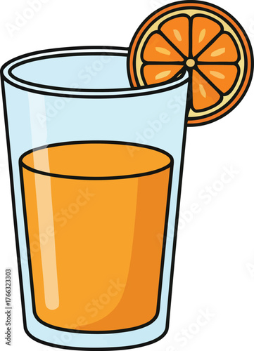Refreshing Orange Juice in a Glass with an Orange Slice Garnish