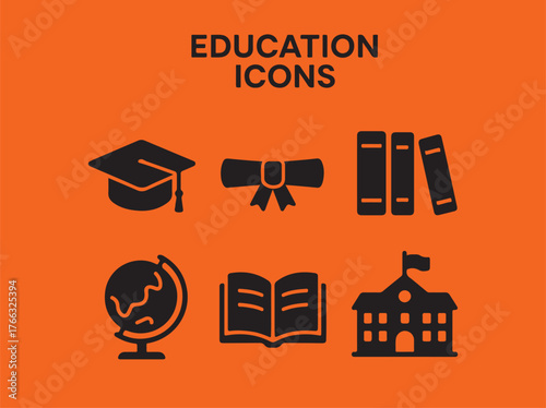 minimal line art education icons vector 