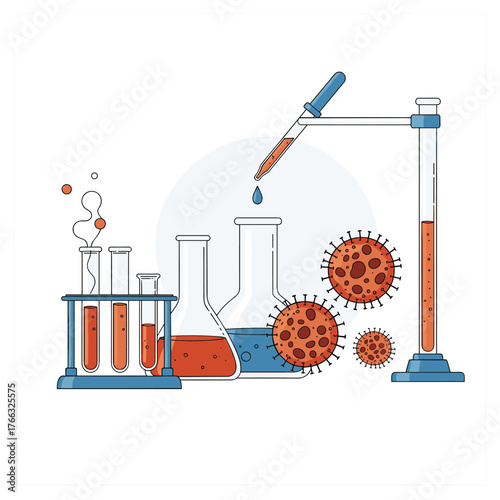 Laboratory research with virus samples and scientific equipment.
