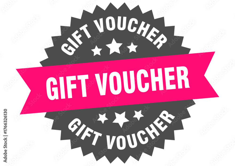 Fototapeta premium gift voucher. gift voucher round pink label isolated on transparent background
