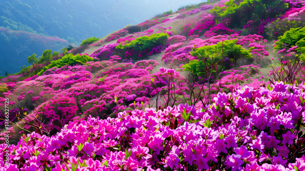 Fototapeta premium Flowering Hillside Landscape