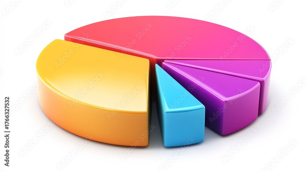 Fototapeta premium Colorful 3D Pie Chart Elements for Data Analytics and Visualization in Business Reports