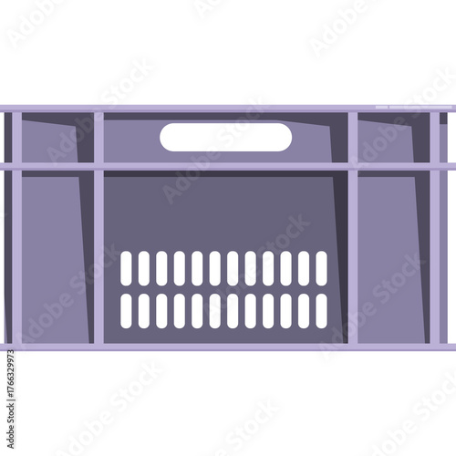Schilderij op canvas A light purple plastic crate with handles and ventilated sides isolated on a whi