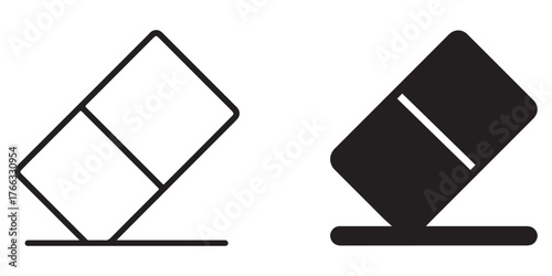 Eraser icon silhouette and outline simple art graphics