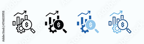 Financial Analysis Icon Sheet Multiple Style Collection Isolated Vector