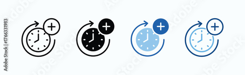 Overtime Icon Sheet Multiple Style Collection Isolated Vector