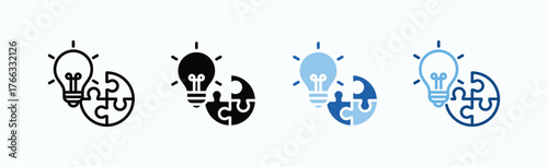 Problem Solving Icon Sheet Multiple Style Collection Isolated Vector