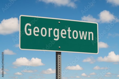 Georgetown city sign with sky and clouds