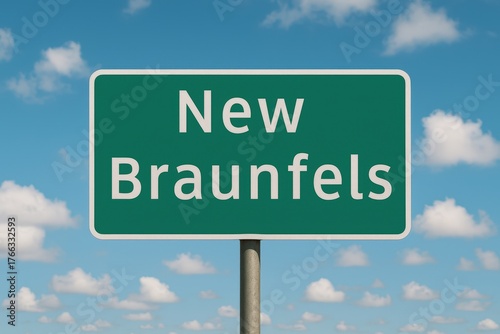New Braunfels city sign under bright sky