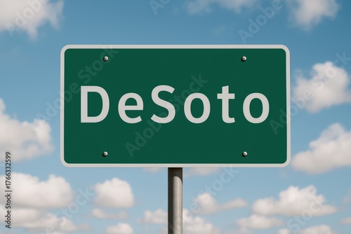 DeSoto city road sign with blue sky background
