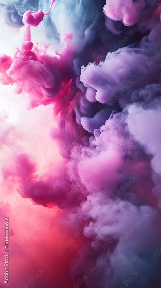 Fototapeta premium Vibrant swirling pink and purple smoke ethereal abstract art dynamic motion background texture