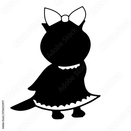 cute lady girl owl standing funny character silhouette for children book.eps