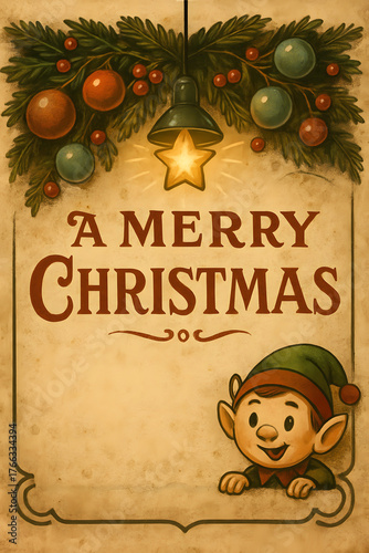 Vintage Christmas poster with 