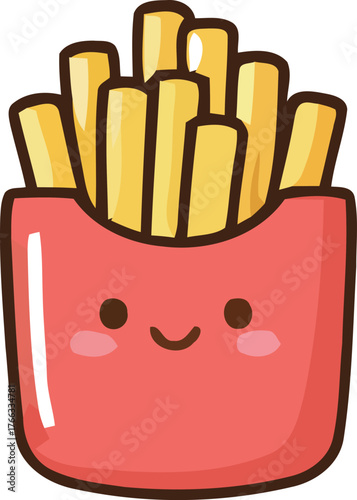 Cute Cartoon French Fries in a Smiling Container Illustration