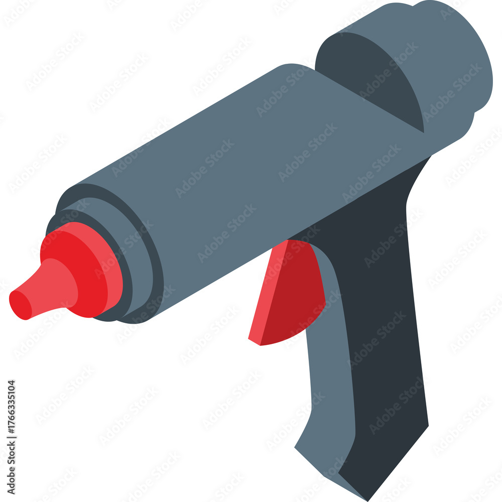 Obraz premium Gray and Red Hot Glue Gun Tool with a Transparent Background for Crafting and Repair Work