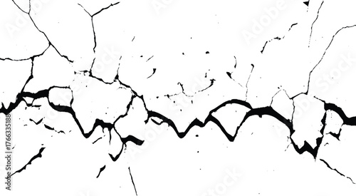 Cracked Paint Wall Detail. Black and White Crack Overlay