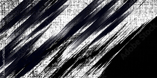 Grunge black and white pattern. Monochrome particles abstract texture. Background of cracks, scuffs, chips, stains, ink spots, lines. Dark design background surface. Gray printing element