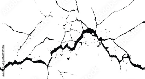 Texture for Destruction or Decay Theme. Black and White Crack Overlay