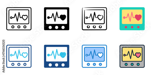 EKG icon set multiple style collection 
