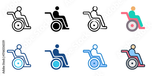 Wheelchair icon set multiple style collection 

