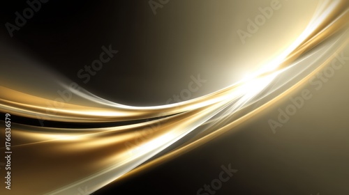 Elegant Abstract Background with Smooth Curves in Gold and Silver Tones