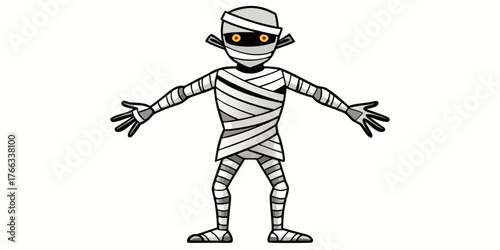 Cute Cartoon Mummy Illustration with Outstretched Arms