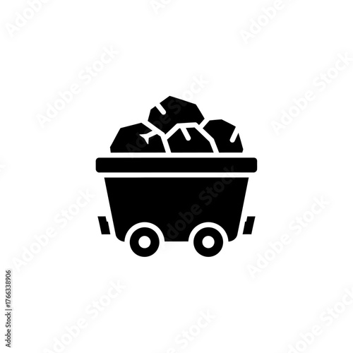 Coal Mining Cart Filled with Rocks in Industrial Mining Site