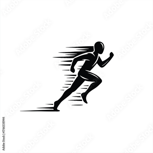 Dynamic Running Man Silhouette Speed Motion Logo Icon