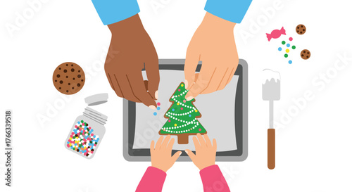 Create wonderful holiday memories with your family decorating festive Christmas tree cookies together, perfect for baking projects and joyful seasonal celebrations with loved ones