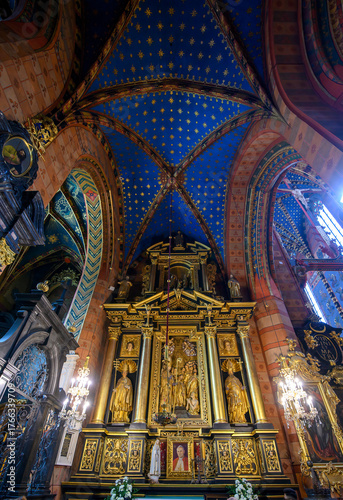 St. Mary's basilica in Krakow, Poland. The church is located on the Main Market Square and have on of the most beautiful ceiling. 