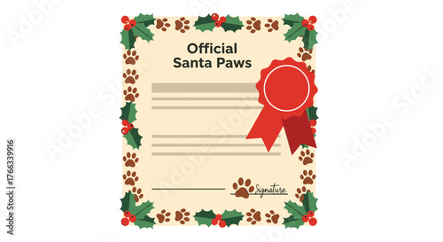 Celebrate your furry friend's good behavior this Christmas with this adorable Santa Paws certificate, perfect for pet lovers and holiday cheer, ready for a paw-some signature!