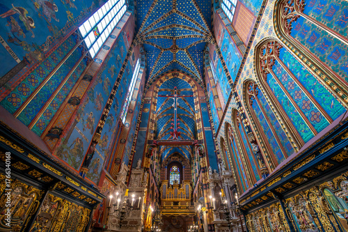 St. Mary's basilica in Krakow, Poland. The church is located on the Main Market Square and have on of the most beautiful ceiling. 