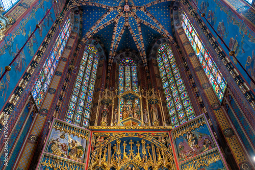 St. Mary's basilica in Krakow, Poland. The church is located on the Main Market Square and have on of the most beautiful ceiling. 