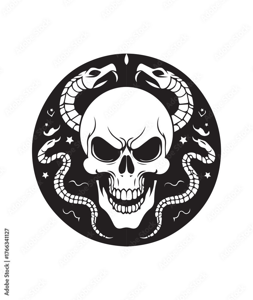 Fototapeta premium Minimal Evil Tattoo Design – Simple Dark Art Symbol with Gothic Aesthetic