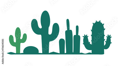 Cactus silhouette. Cactus icon set. Vector illustration.