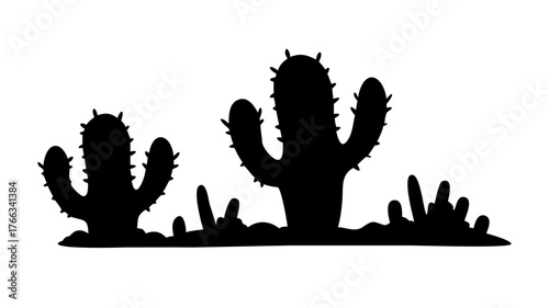 Cactus silhouette. Cactus icon set. Vector illustration.