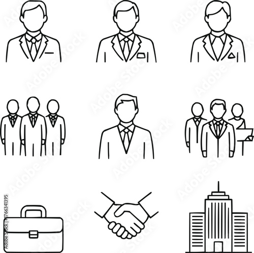Businessman Outline Icon Set  Corporate Employee, CEO, and Office Worker SymbolsBusinessman Outline Icon Set  Corporate Employee, CEO, and Office Worker Symbols