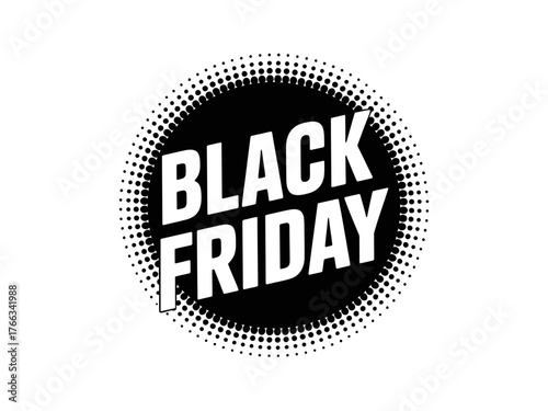 Black Friday sale advertisement with a retro dot pattern