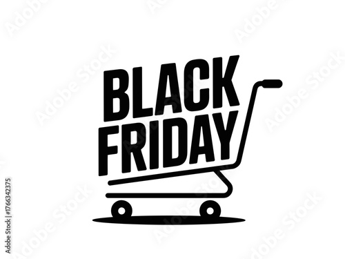 Black Friday shopping cart graphic represents the retail event.