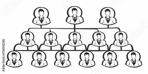 Hierarchical organization chart showing multiple levels of employees in a company structure design style