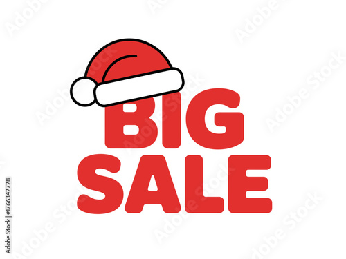 Big sale with a Santa hat, representing Christmas shopping.