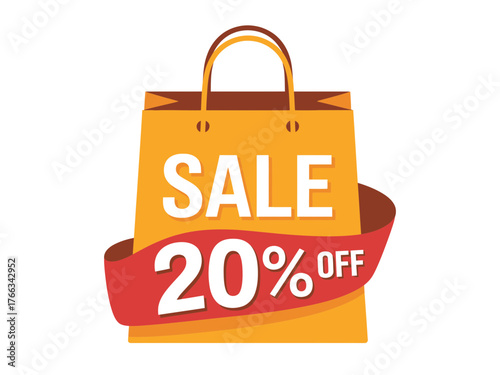 A shopping bag with 'SALE 20% OFF' displayed prominently.