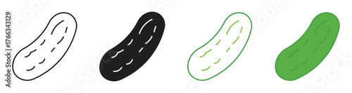 Cucumber icon set on white background, vector illustration.
