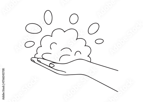 Foam on hand Line art vector