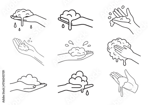 Foam on hand Line art vector