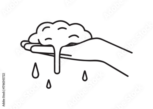 Foam on hand Line art vector