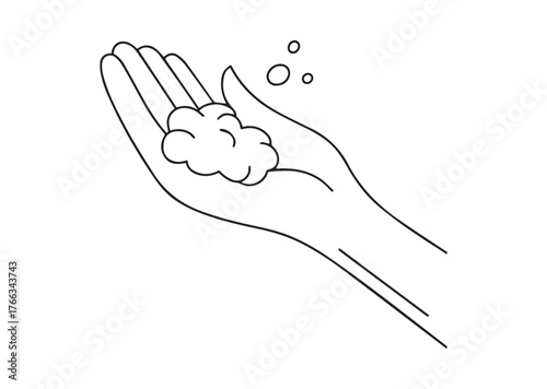 Foam on hand Line art vector
